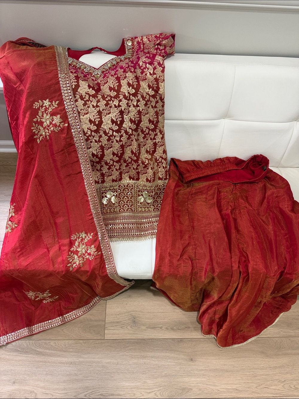 Rust Orange and Gold Sharara Set